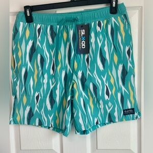 New Man Salt Life SLX-QD Fish Aqua Trunks Ultra Light Sz  S Quick Dry
